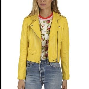 IRO Ashville Yellow Leather Jacket Size 38